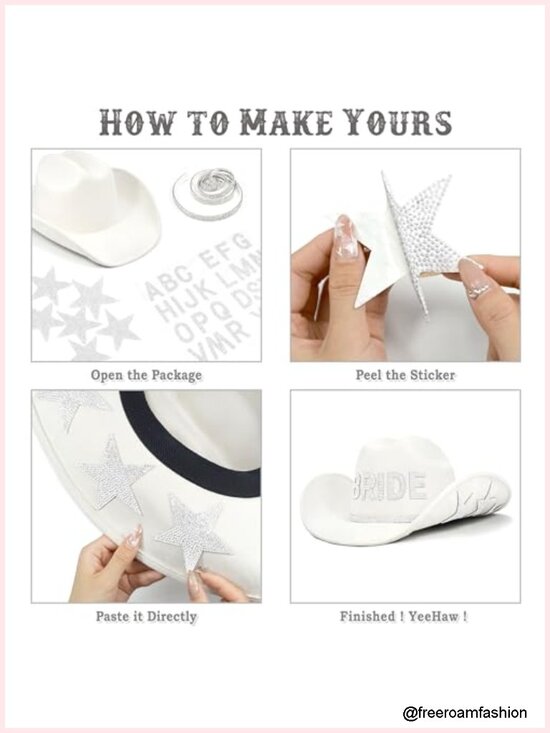 Rhinestone Cowgirl Hat with Patches and Hat Band main image 5